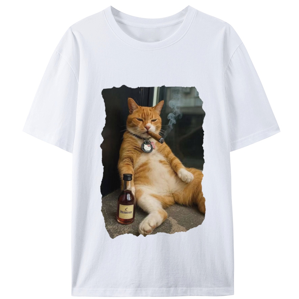 Cigar Cat Retro Designed for Women - Slim Fit Cotton Tee
