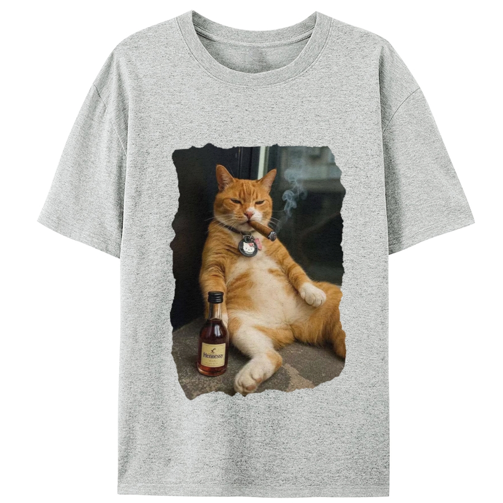Cigar Cat Retro Designed for Women - Slim Fit Cotton Tee
