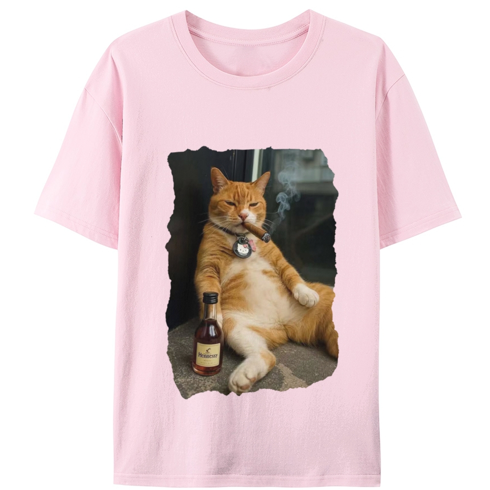 Cigar Cat Retro Designed for Women - Slim Fit Cotton Tee