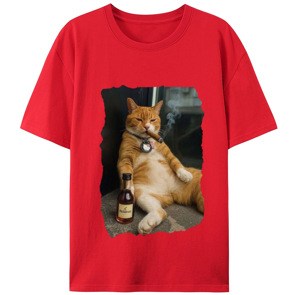 Cigar Cat Retro Designed for Women - Slim Fit Cotton Tee