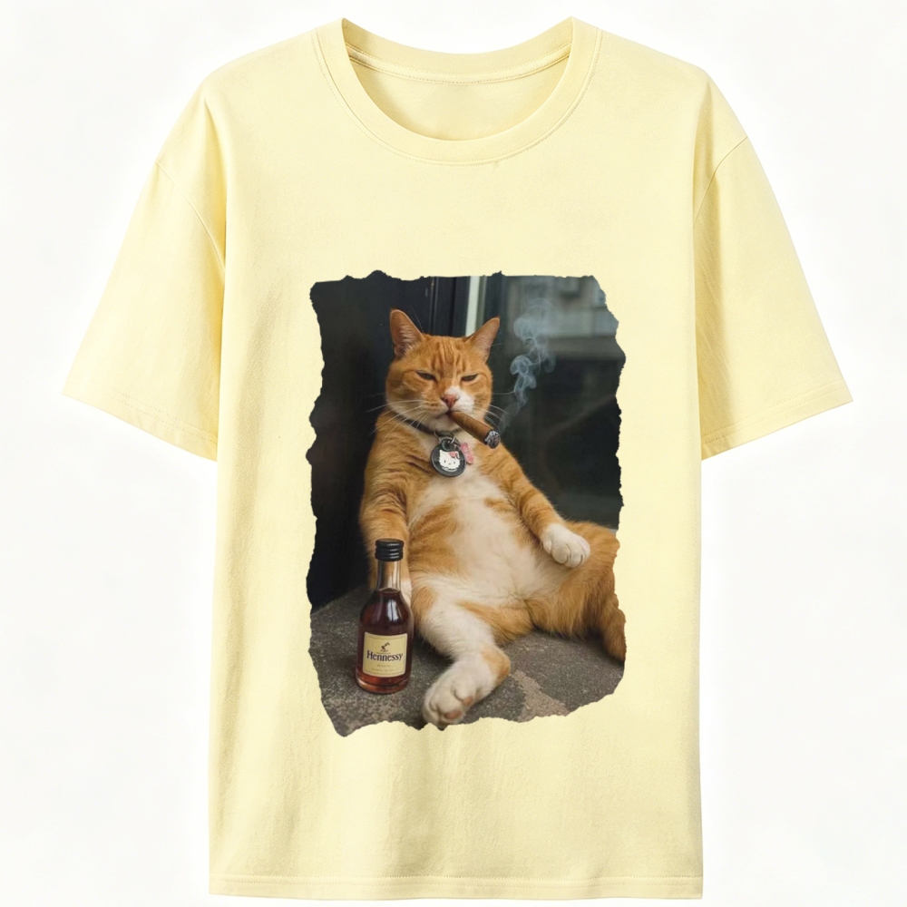 Cigar Cat Retro Designed for Women - Slim Fit Cotton Tee
