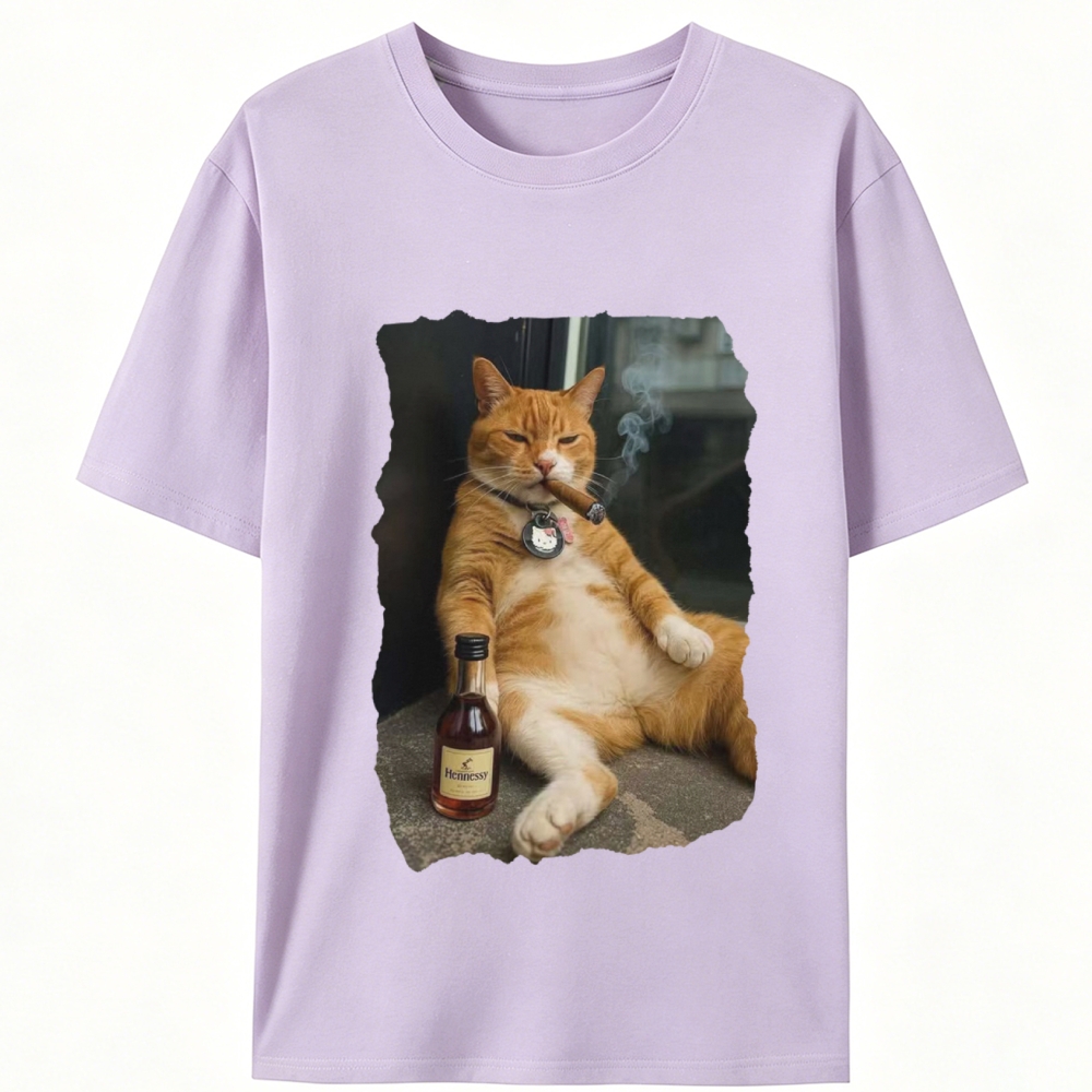 Cigar Cat Retro Designed for Women - Slim Fit Cotton Tee