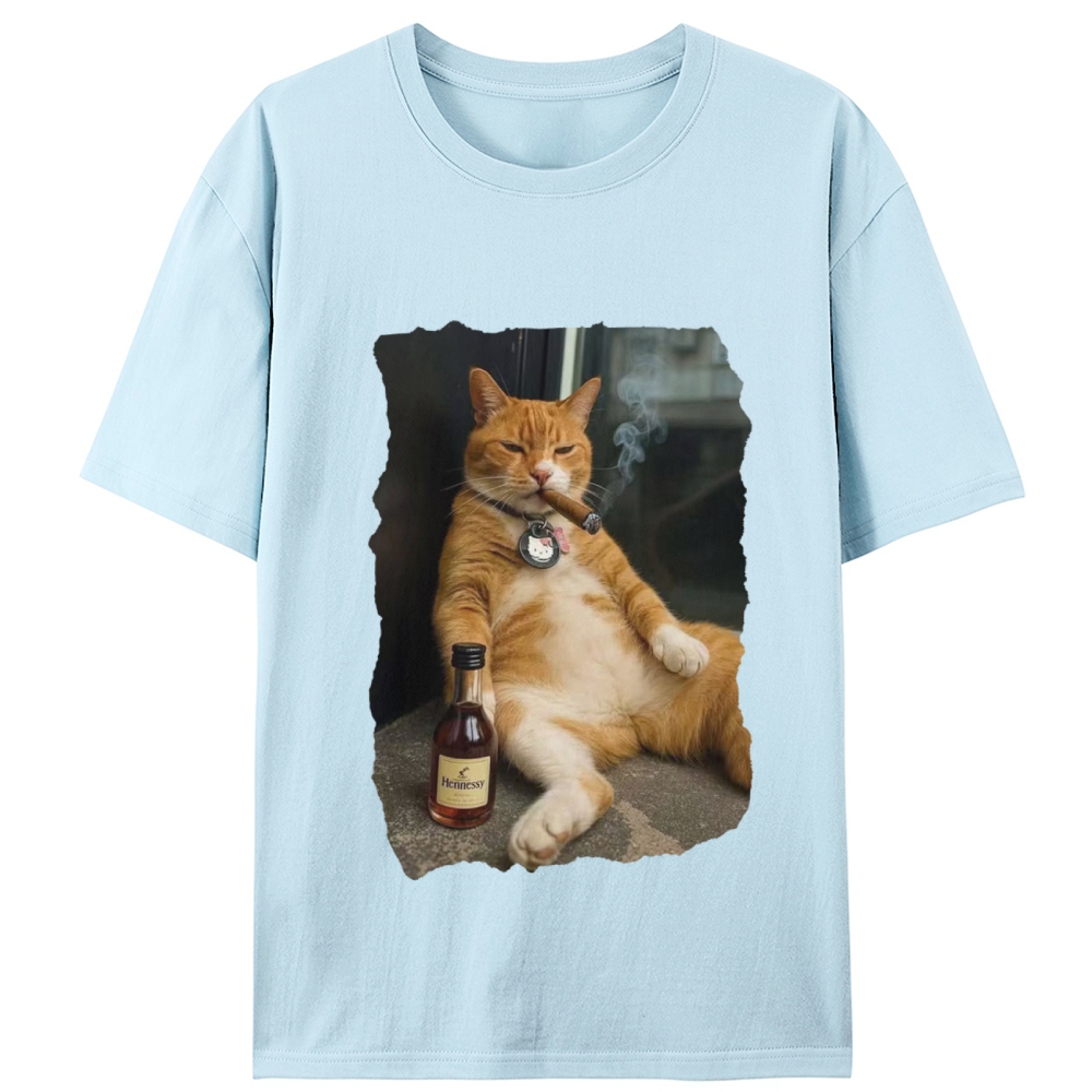 Cigar Cat Retro Designed for Women - Slim Fit Cotton Tee