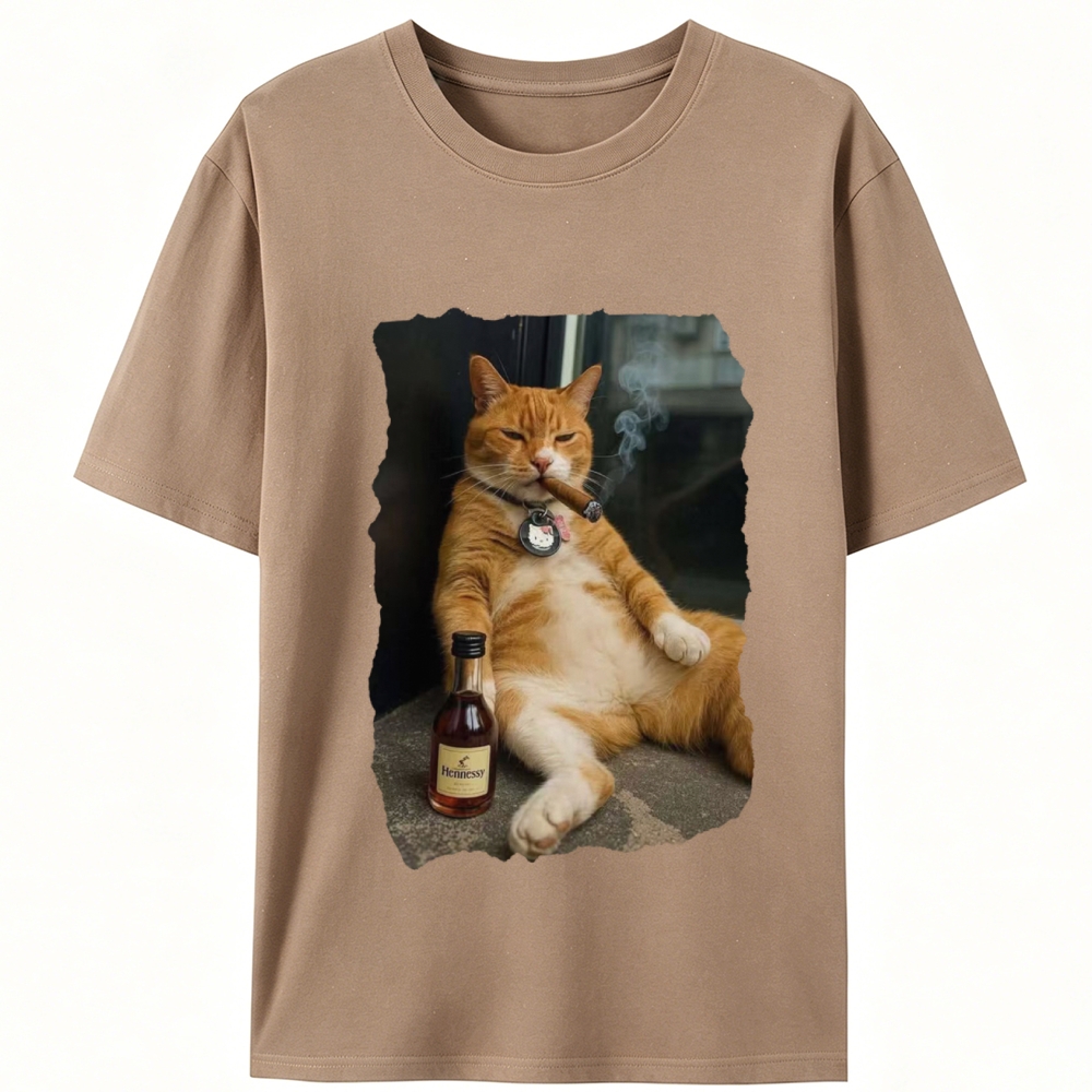 Cigar Cat Retro Designed for Women - Slim Fit Cotton Tee