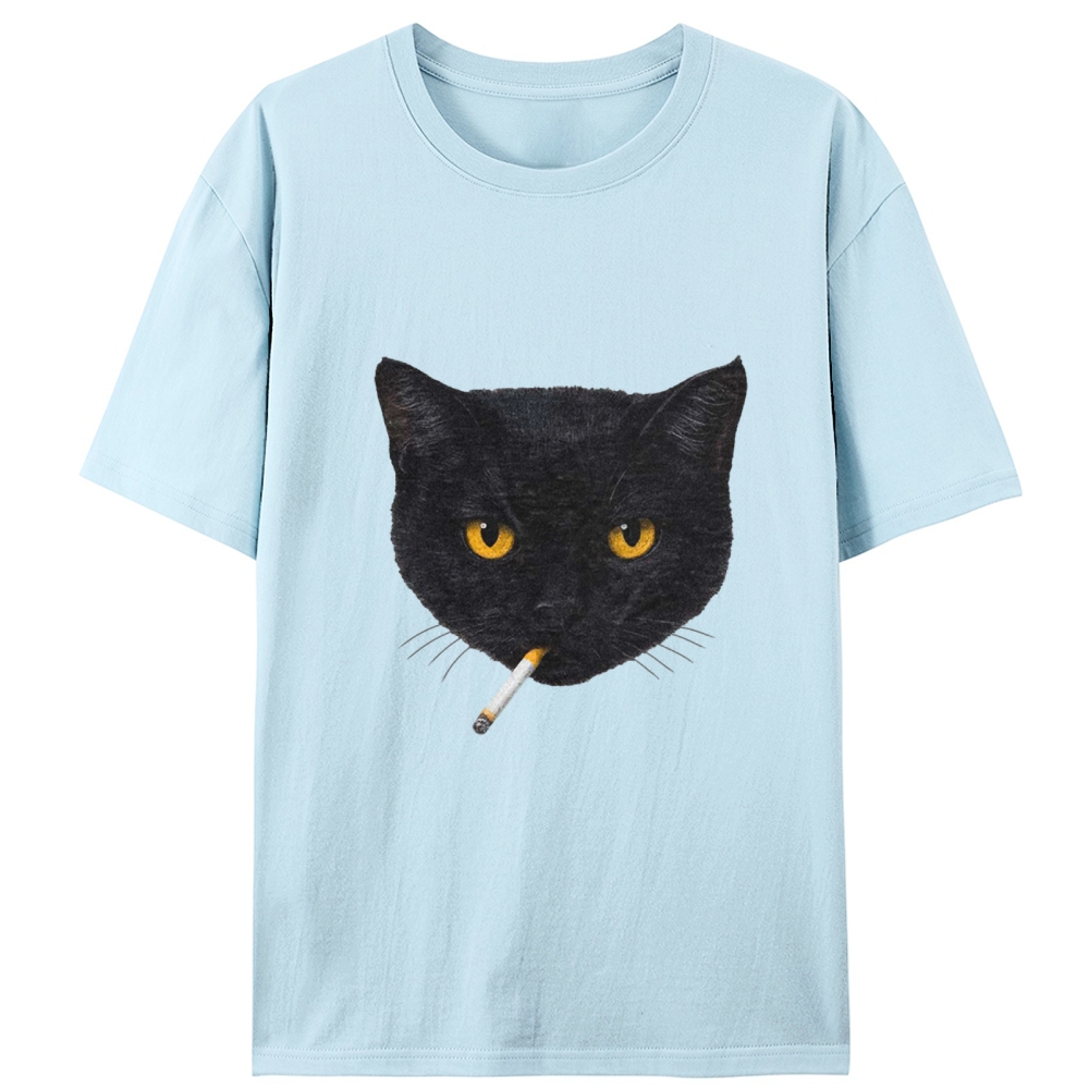 Smoking Black Cat Retro Designed for Women - Slim Fit Cotton Tee