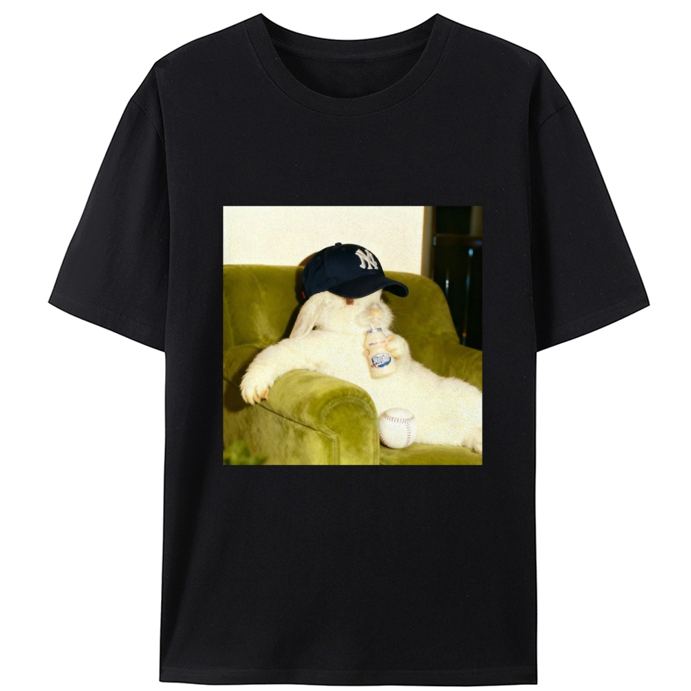 Baseball Rabbit No Bat NY Yankees Retro Designed for Women - Slim Fit Cotton Tee