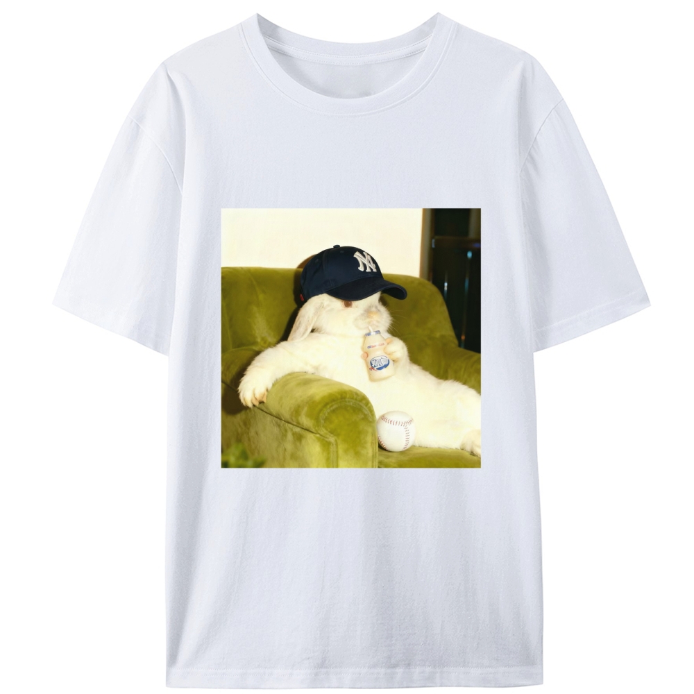 Baseball Rabbit No Bat NY Yankees Retro Designed for Women - Slim Fit Cotton Tee