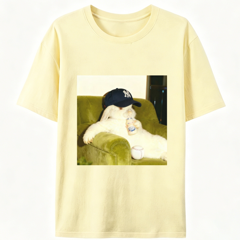 Baseball Rabbit No Bat NY Yankees Retro Designed for Women - Slim Fit Cotton Tee