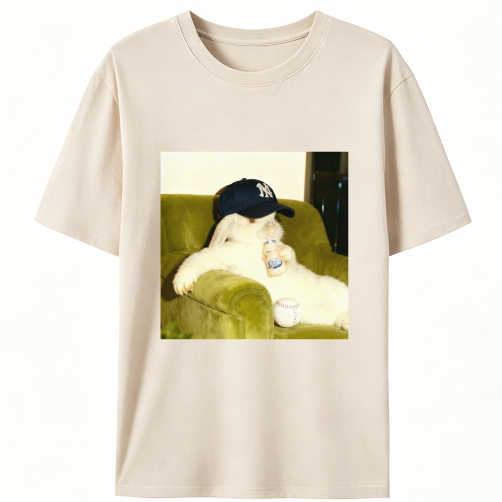 Baseball Rabbit No Bat NY Yankees Retro Designed for Women - Slim Fit Cotton Tee
