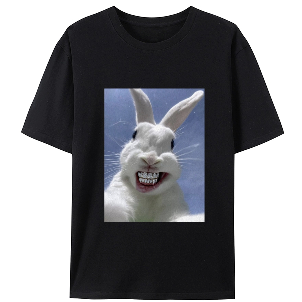 Diamond Teeth Rabbit Retro Designed for Women - Slim Fit Cotton Tee