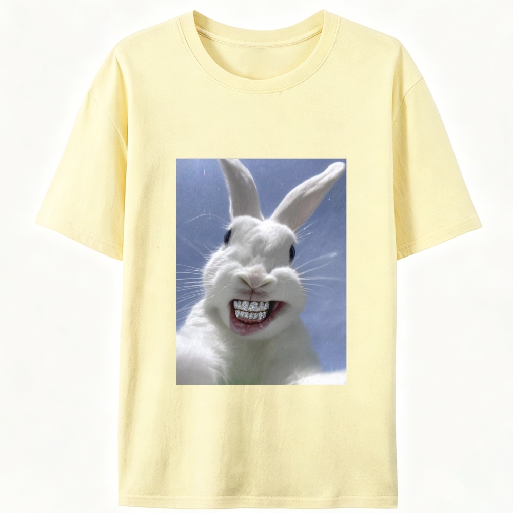 Diamond Teeth Rabbit Retro Designed for Women - Slim Fit Cotton Tee