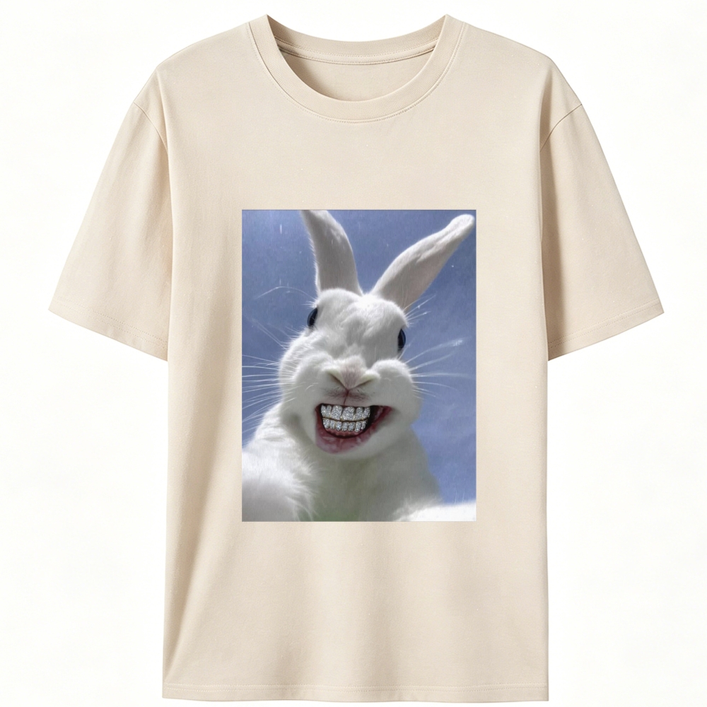 Diamond Teeth Rabbit Retro Designed for Women - Slim Fit Cotton Tee
