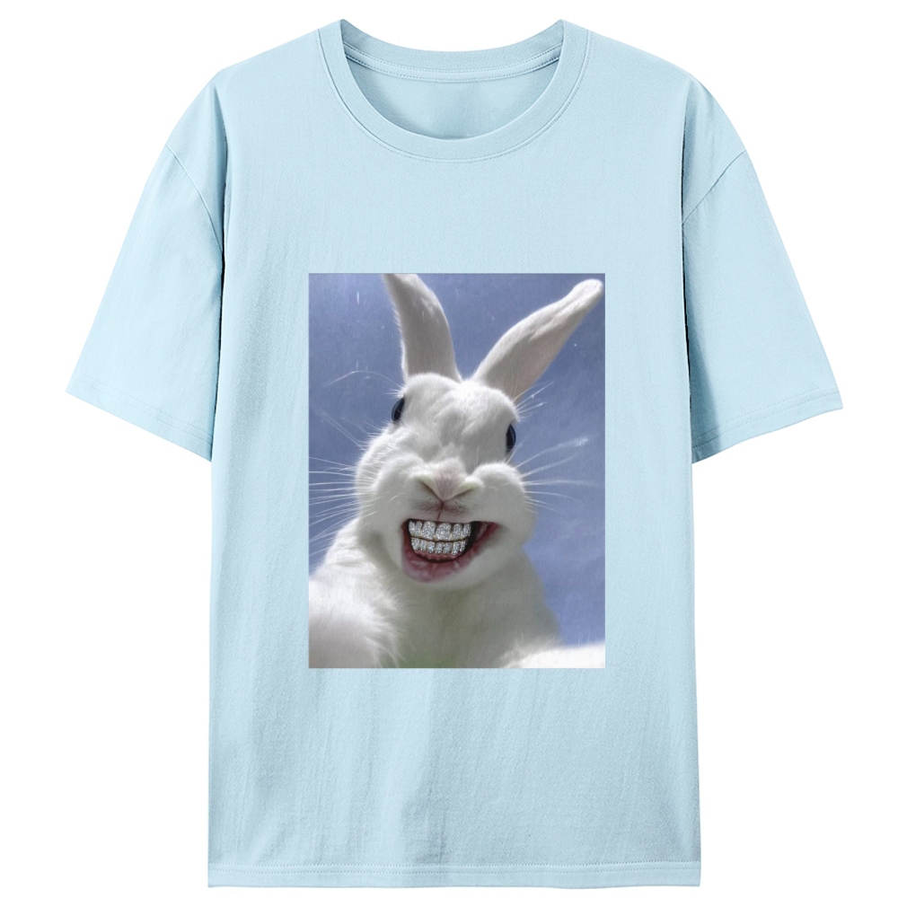 Diamond Teeth Rabbit Retro Designed for Women - Slim Fit Cotton Tee