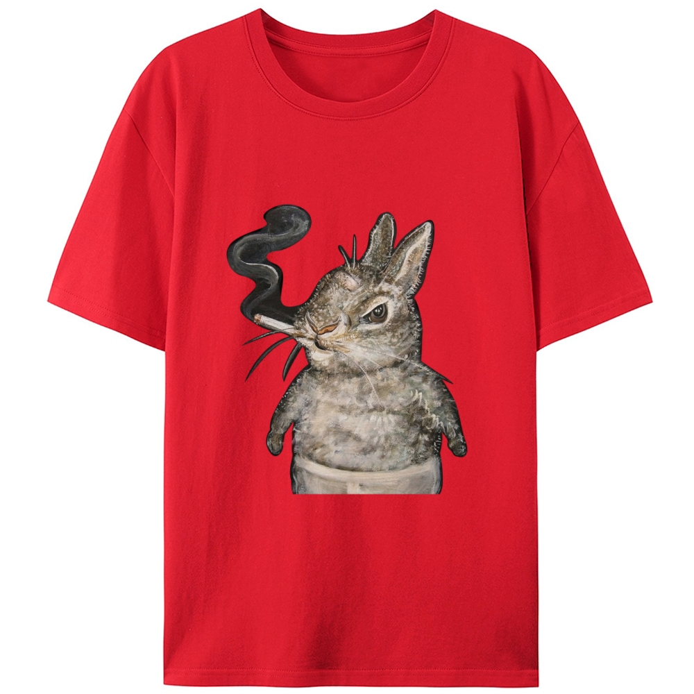 A bunny smoking Retro Designed for Women - Slim Fit Cotton Tee