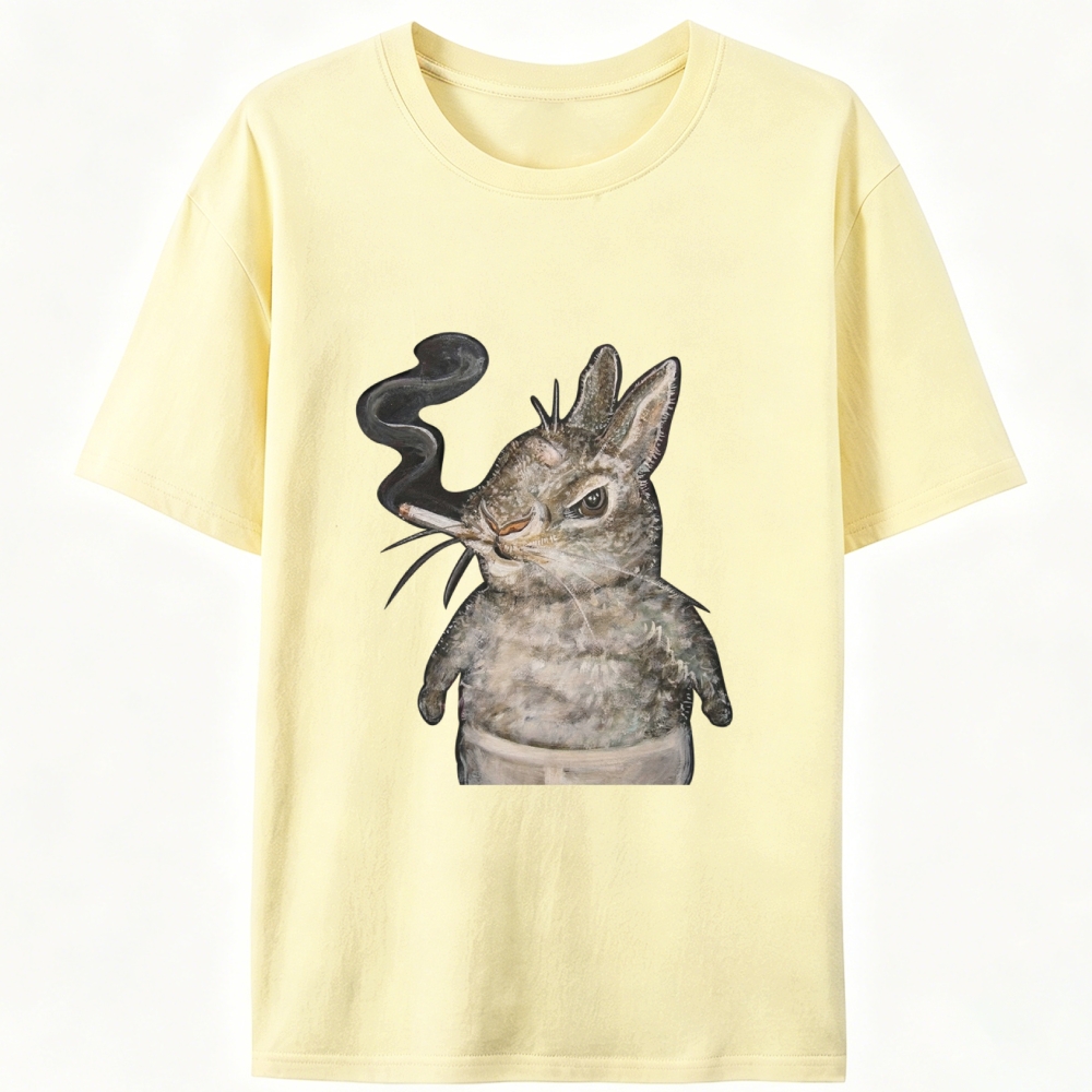 A bunny smoking Retro Designed for Women - Slim Fit Cotton Tee