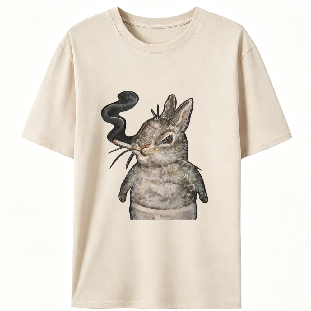 A bunny smoking Retro Designed for Women - Slim Fit Cotton Tee