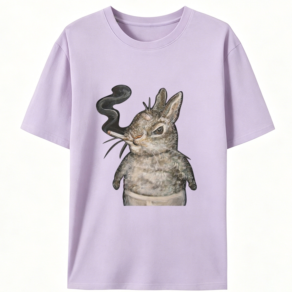 A bunny smoking Retro Designed for Women - Slim Fit Cotton Tee