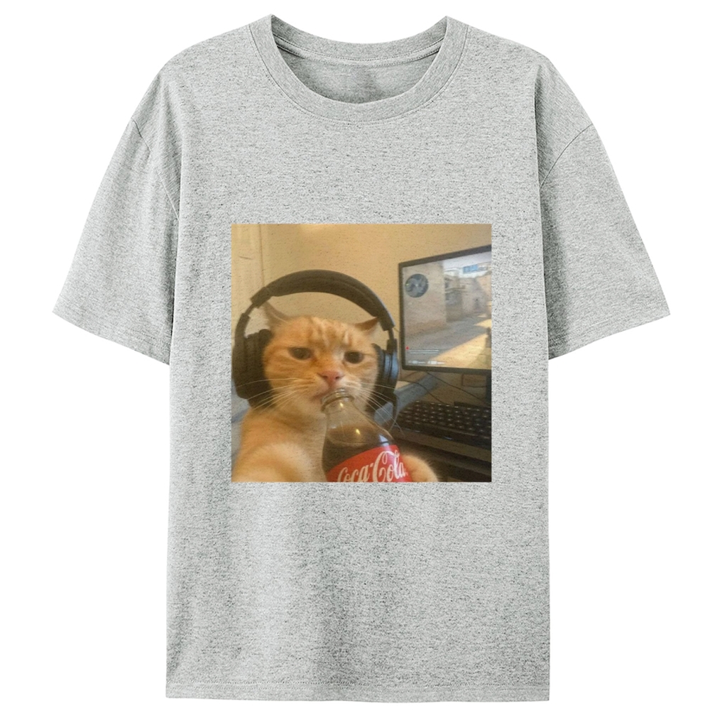 Gaming Cat with Coca-Cola Designed for Women - Slim Fit Cotton Tee