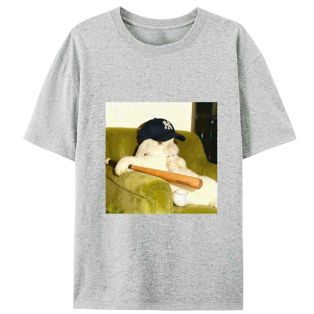 Baseball Rabbit With Bat NY Yankees Retro Designed for Women - Slim Fit Cotton Tee
