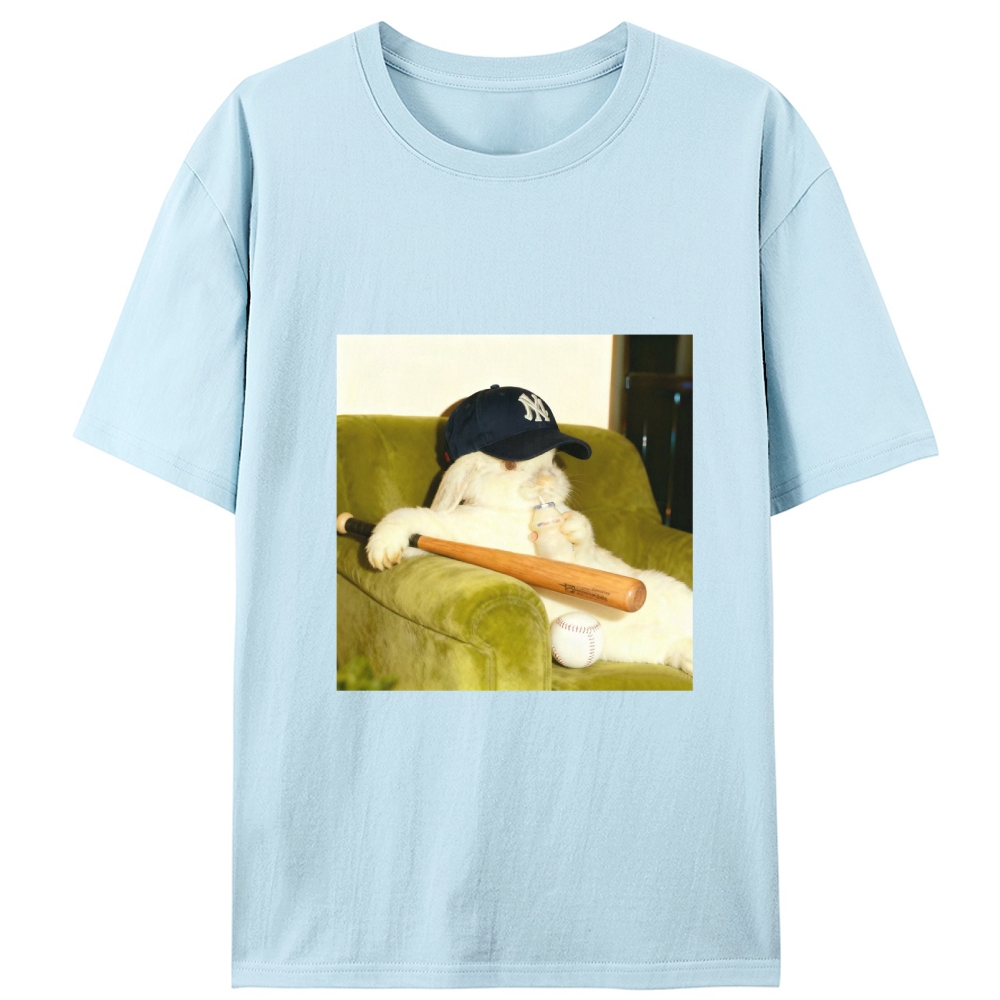 Baseball Rabbit With Bat NY Yankees Retro Designed for Women - Slim Fit Cotton Tee