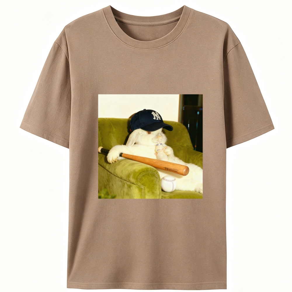 Baseball Rabbit With Bat NY Yankees Retro Designed for Women - Slim Fit Cotton Tee