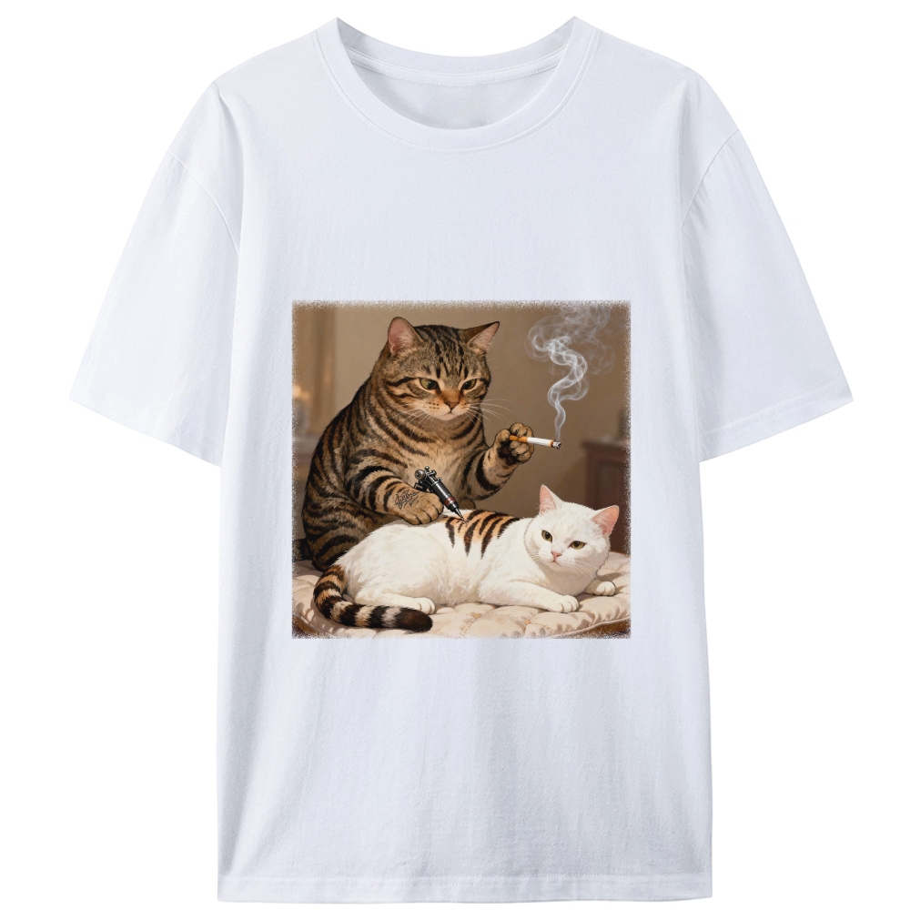 Cat Tattoo Artist Retro Designed for Women - Slim Fit Cotton Tee