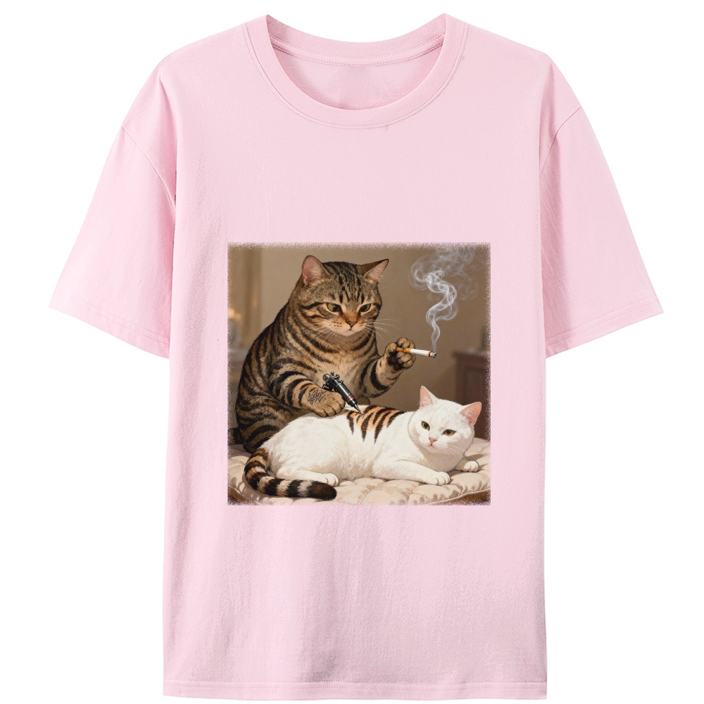 Cat Tattoo Artist Retro Designed for Women - Slim Fit Cotton Tee
