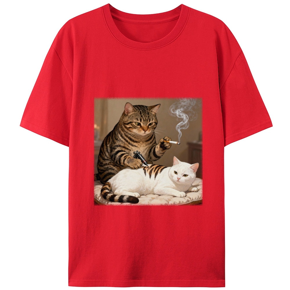 Cat Tattoo Artist Retro Designed for Women - Slim Fit Cotton Tee