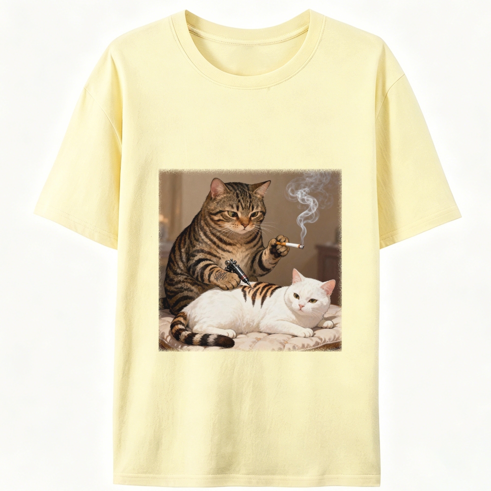 Cat Tattoo Artist Retro Designed for Women - Slim Fit Cotton Tee