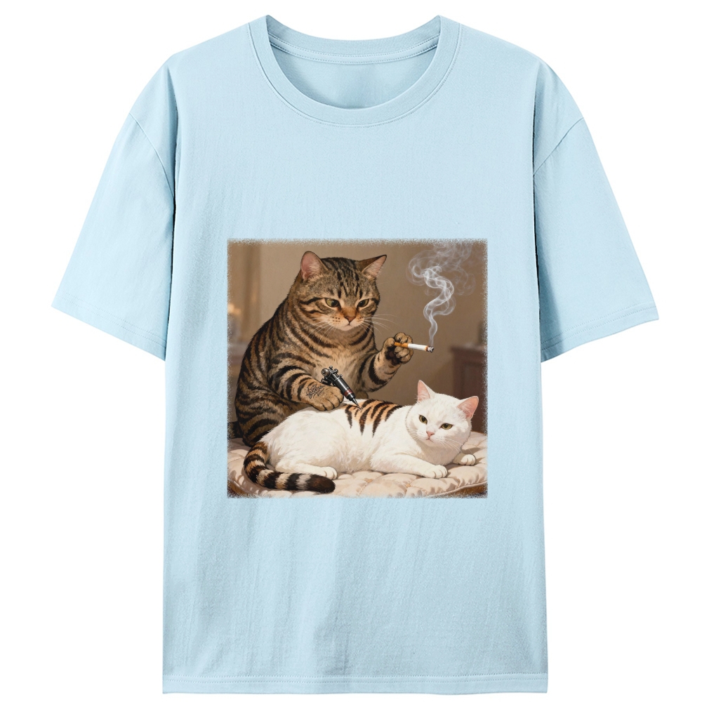 Cat Tattoo Artist Retro Designed for Women - Slim Fit Cotton Tee