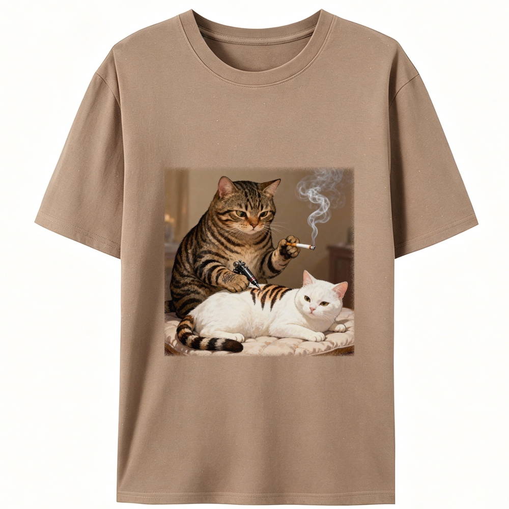 Cat Tattoo Artist Retro Designed for Women - Slim Fit Cotton Tee