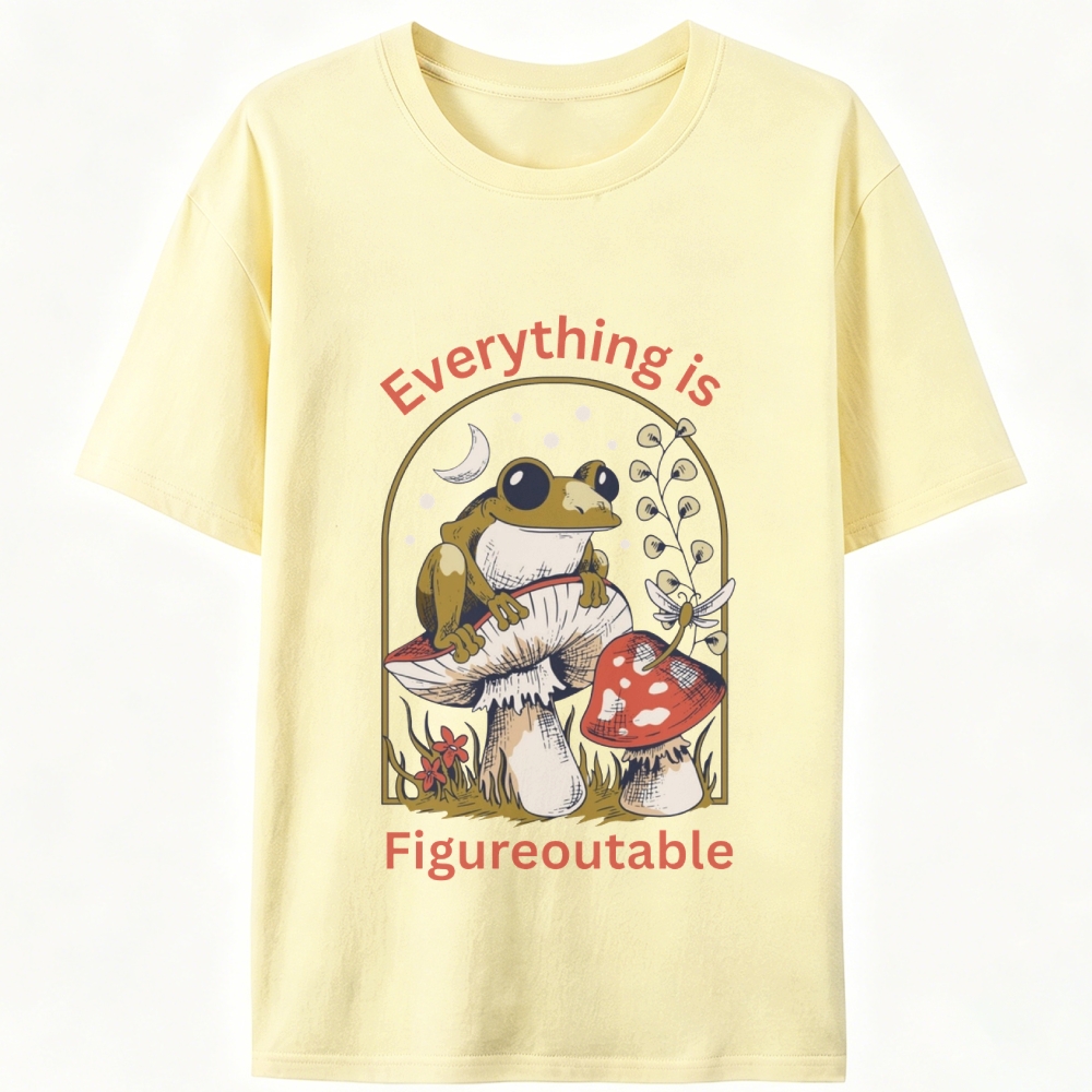 Everything Is Figureoutable Frog Retro Designed for Women - Slim Fit Cotton Tee