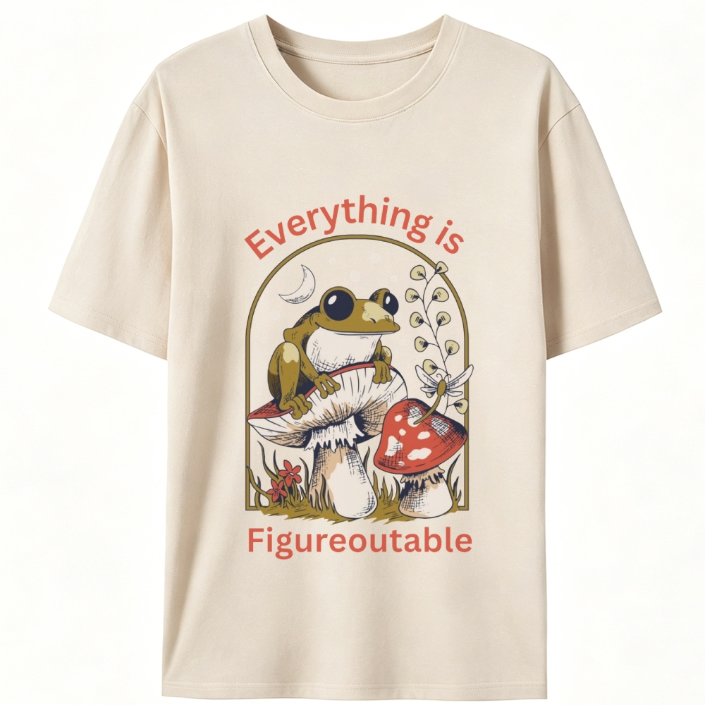 Everything Is Figureoutable Frog Retro Designed for Women - Slim Fit Cotton Tee