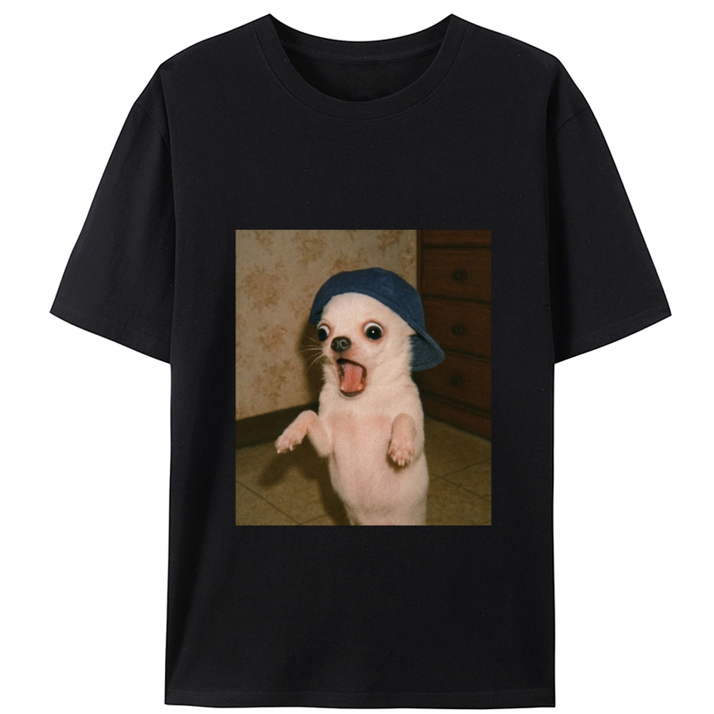 Surprised Chihuahua Meme Retro Designed for Women - Slim Fit Cotton Tee