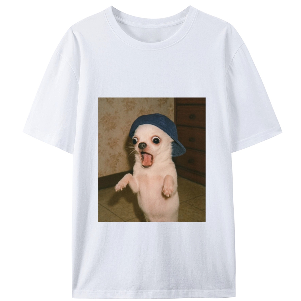 Surprised Chihuahua Meme Retro Designed for Women - Slim Fit Cotton Tee