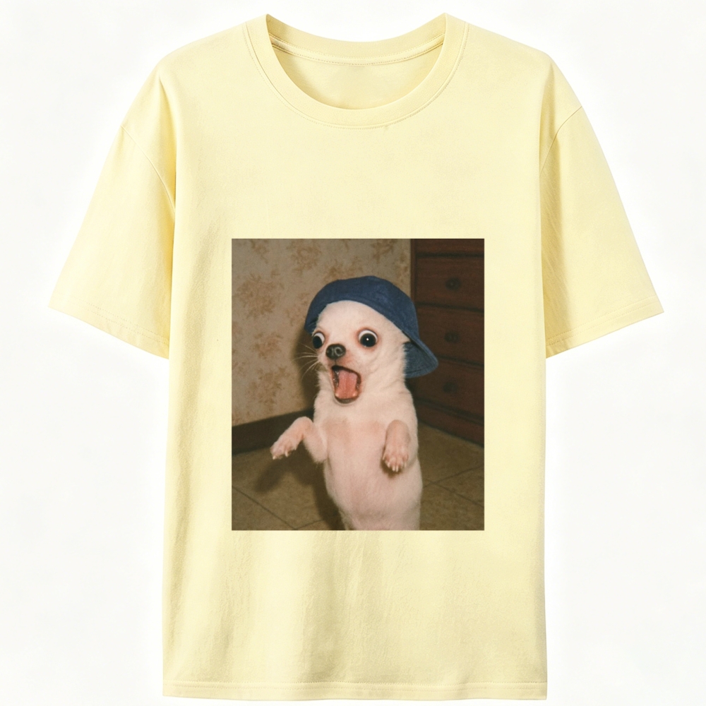 Surprised Chihuahua Meme Retro Designed for Women - Slim Fit Cotton Tee