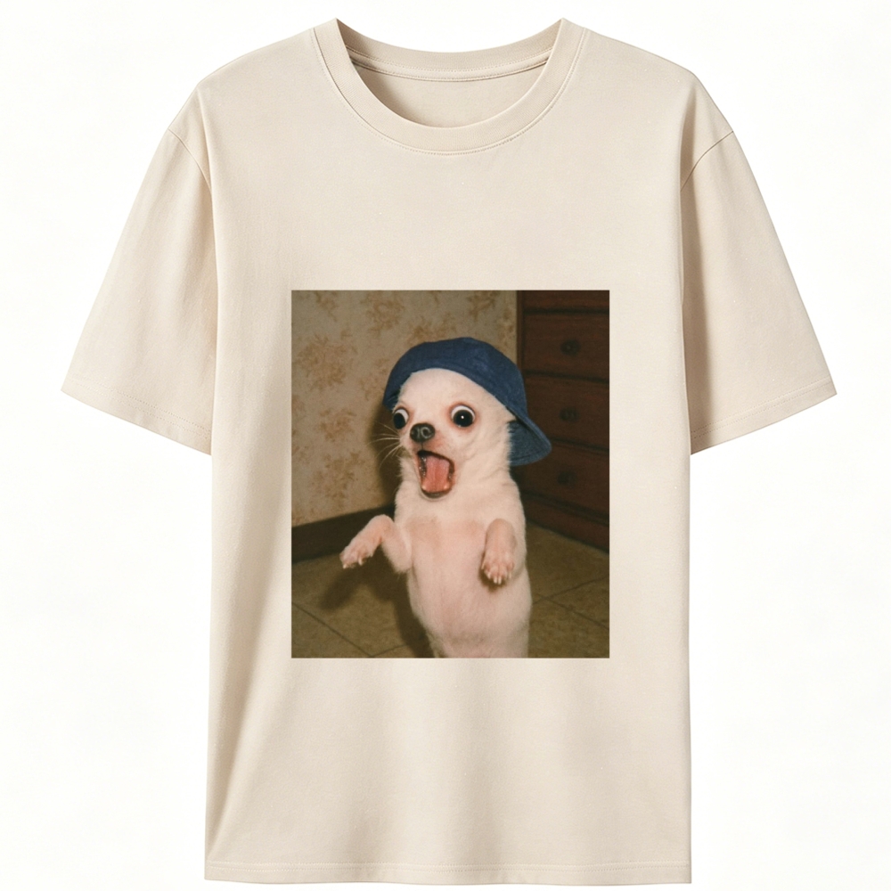 Surprised Chihuahua Meme Retro Designed for Women - Slim Fit Cotton Tee