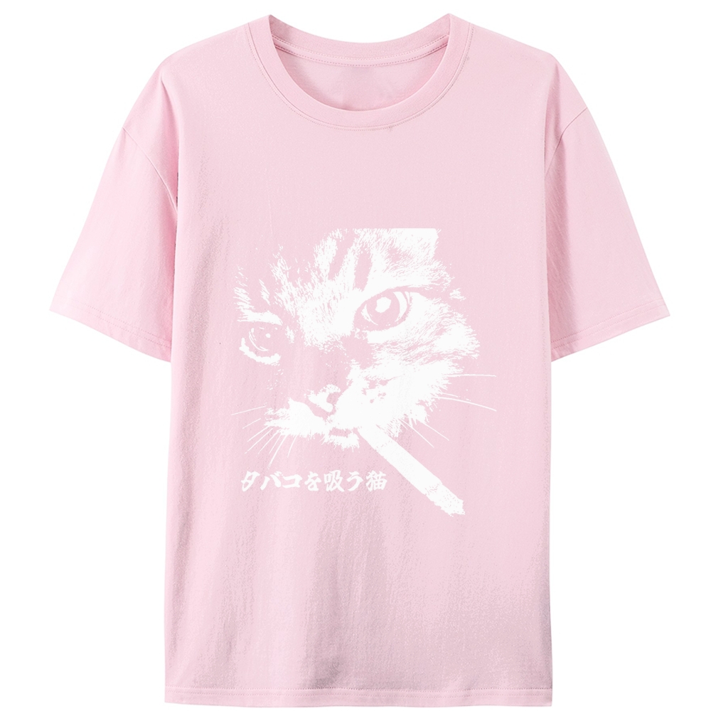 Rebel Smoker Cat Rebel Smoker Cat Retro Designed for Women - Slim Fit Cotton Tee