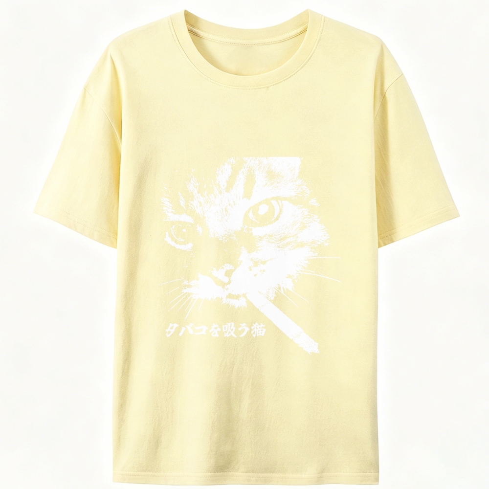Rebel Smoker Cat Rebel Smoker Cat Retro Designed for Women - Slim Fit Cotton Tee