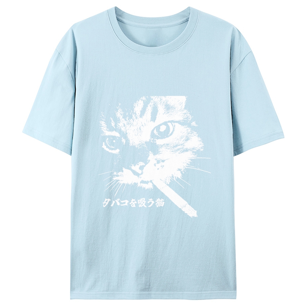 Rebel Smoker Cat Rebel Smoker Cat Retro Designed for Women - Slim Fit Cotton Tee
