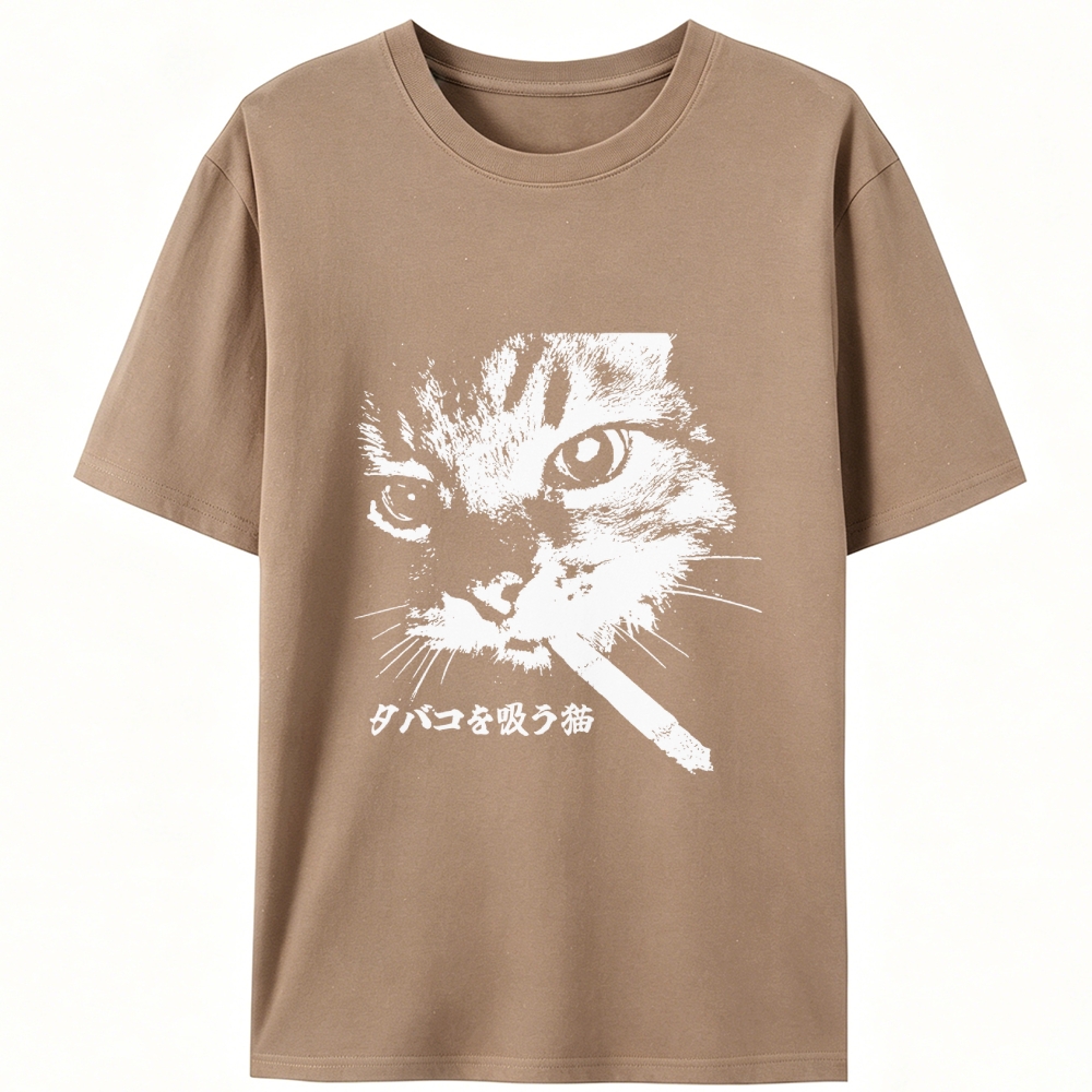 Rebel Smoker Cat Rebel Smoker Cat Retro Designed for Women - Slim Fit Cotton Tee