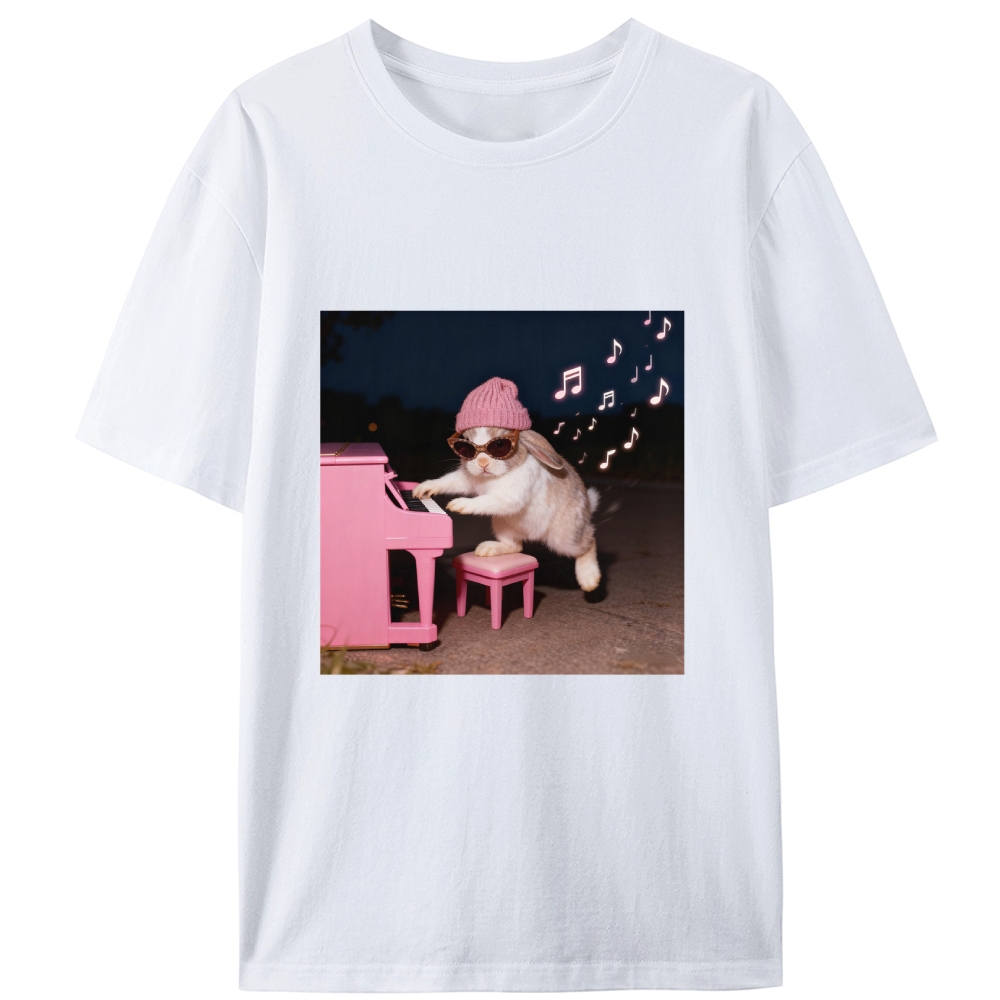 Bunny Rhythm Rabbit Retro Designed for Women - Slim Fit Cotton Tee