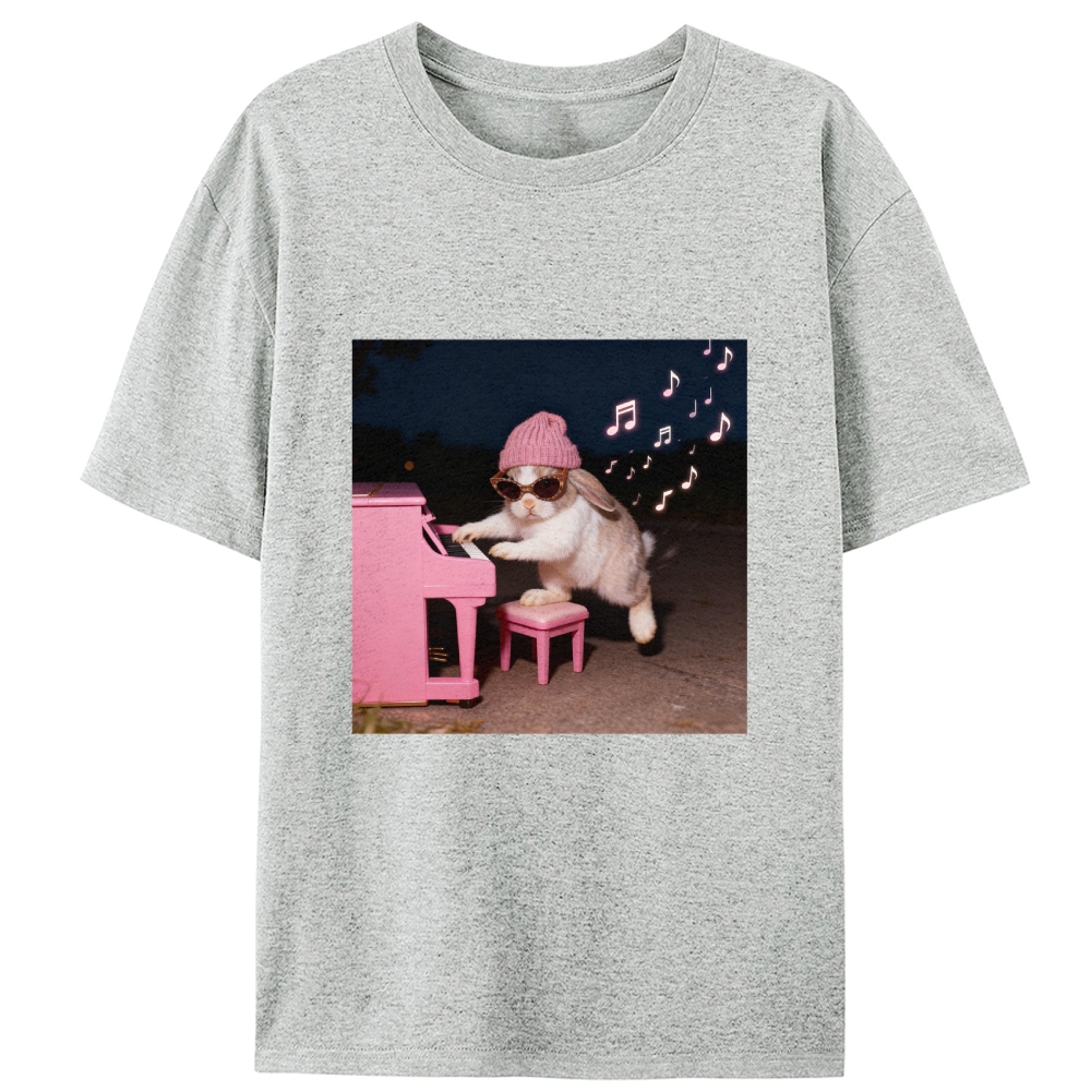 Bunny Rhythm Rabbit Retro Designed for Women - Slim Fit Cotton Tee