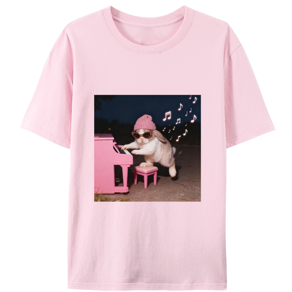 Bunny Rhythm Rabbit Retro Designed for Women - Slim Fit Cotton Tee