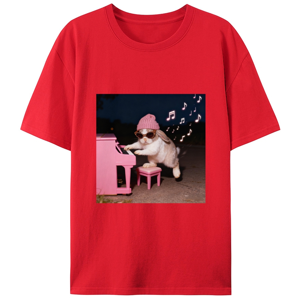 Bunny Rhythm Rabbit Retro Designed for Women - Slim Fit Cotton Tee