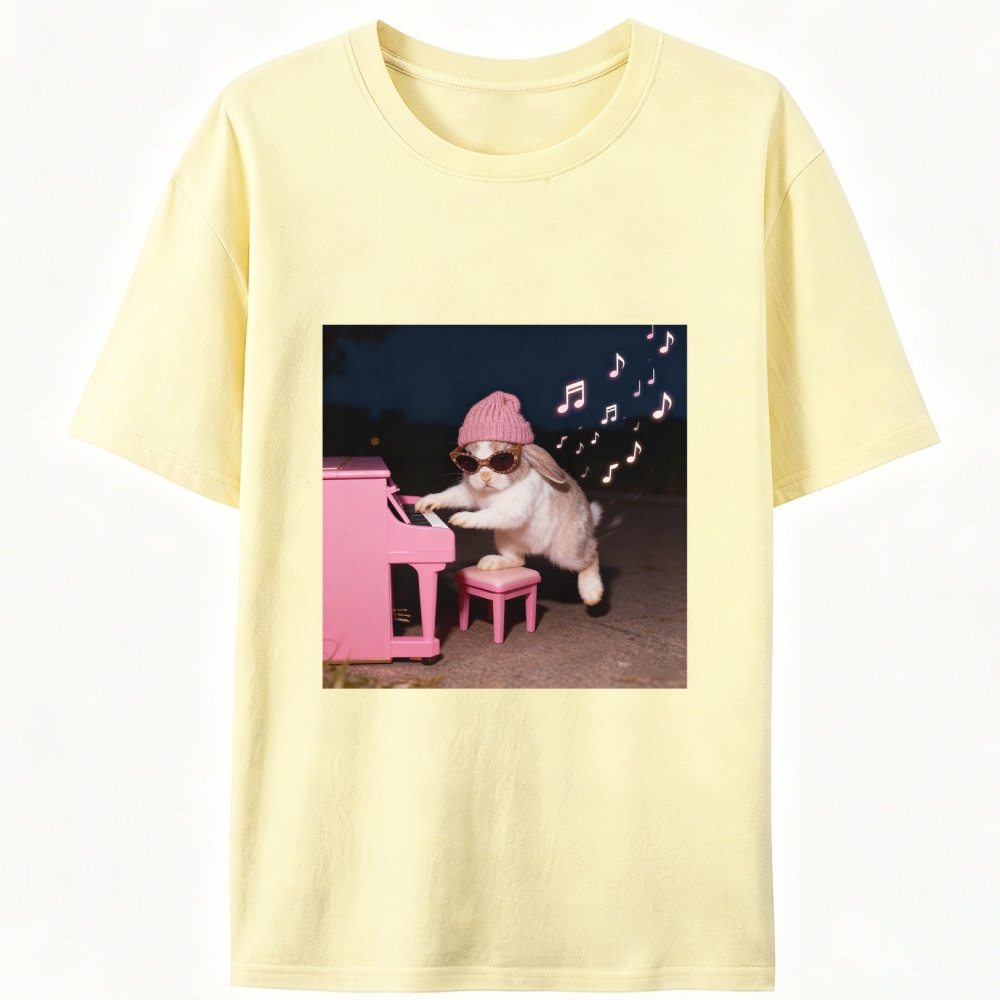 Bunny Rhythm Rabbit Retro Designed for Women - Slim Fit Cotton Tee