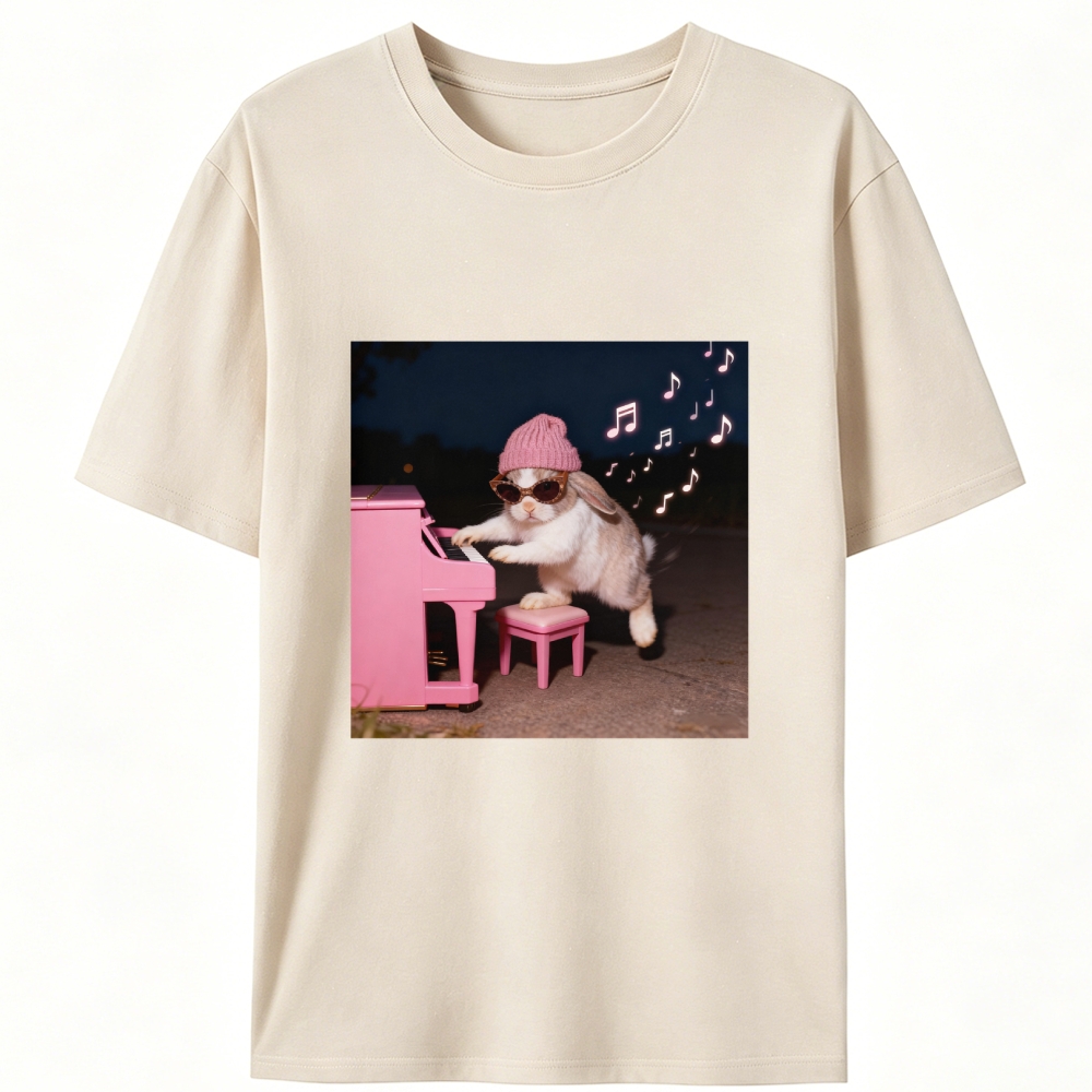 Bunny Rhythm Rabbit Retro Designed for Women - Slim Fit Cotton Tee