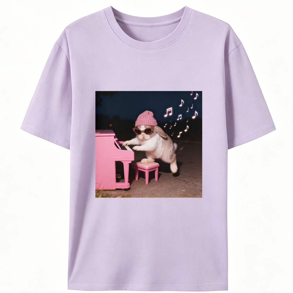 Bunny Rhythm Rabbit Retro Designed for Women - Slim Fit Cotton Tee
