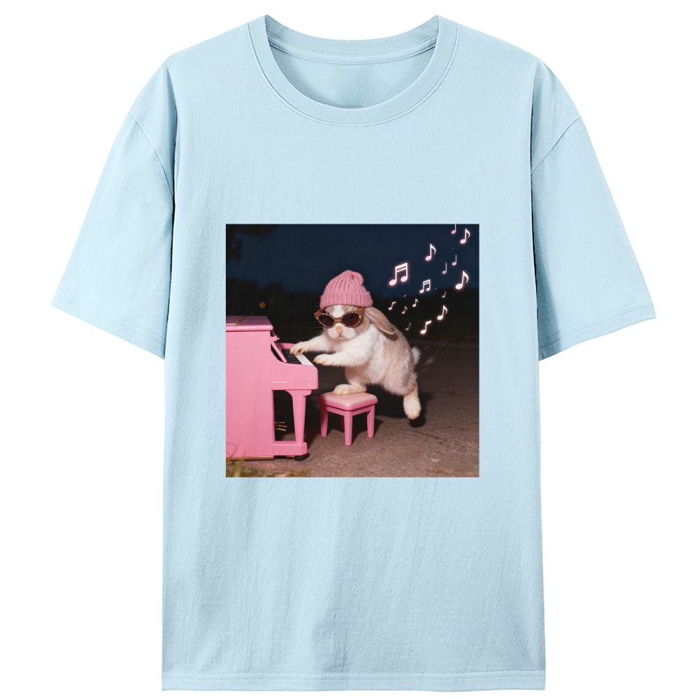 Bunny Rhythm Rabbit Retro Designed for Women - Slim Fit Cotton Tee