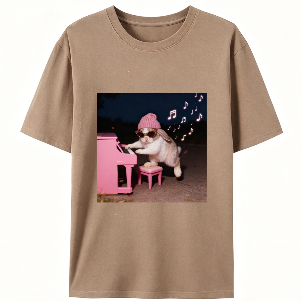 Bunny Rhythm Rabbit Retro Designed for Women - Slim Fit Cotton Tee